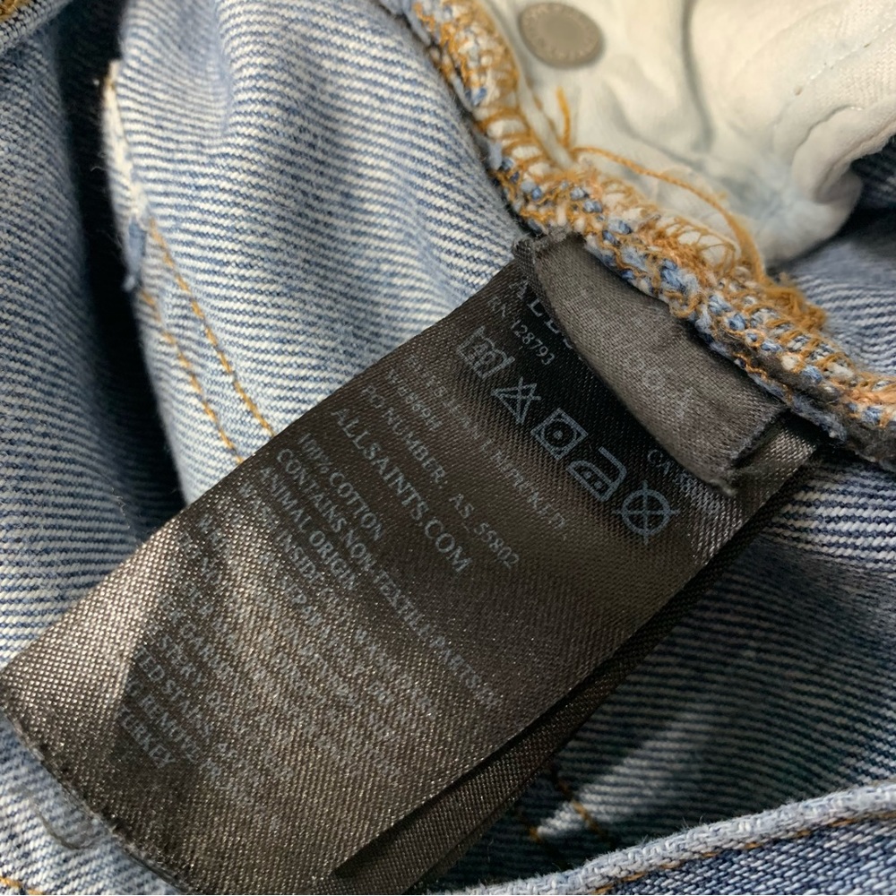 All Saints Frayed Raw Hem Denim Boyfriend Jeans Boys Jean Unpicked Size 26 - Picture 16 of 16